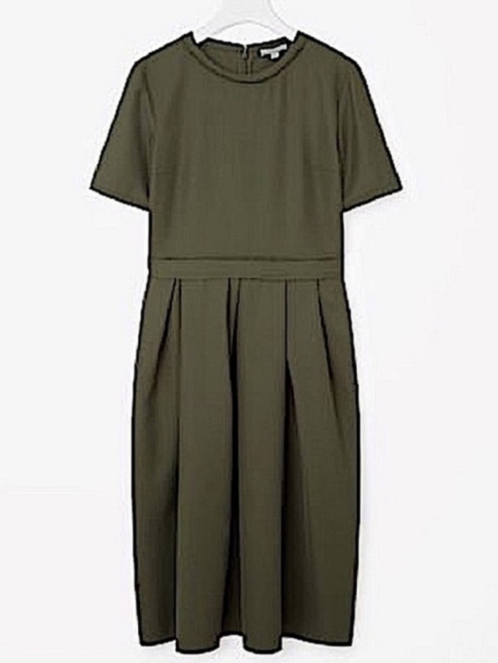 𝙲𝙾𝚂 Olive Green Pleated Dress with Pockets Size 10